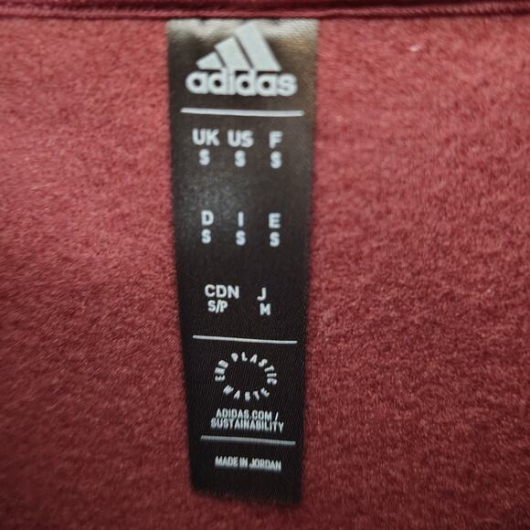Adidas Mens Polar Fleece Pullover Fleece Shirt 1/4 Snaps Shadow Red Small - Picture 6 of 7